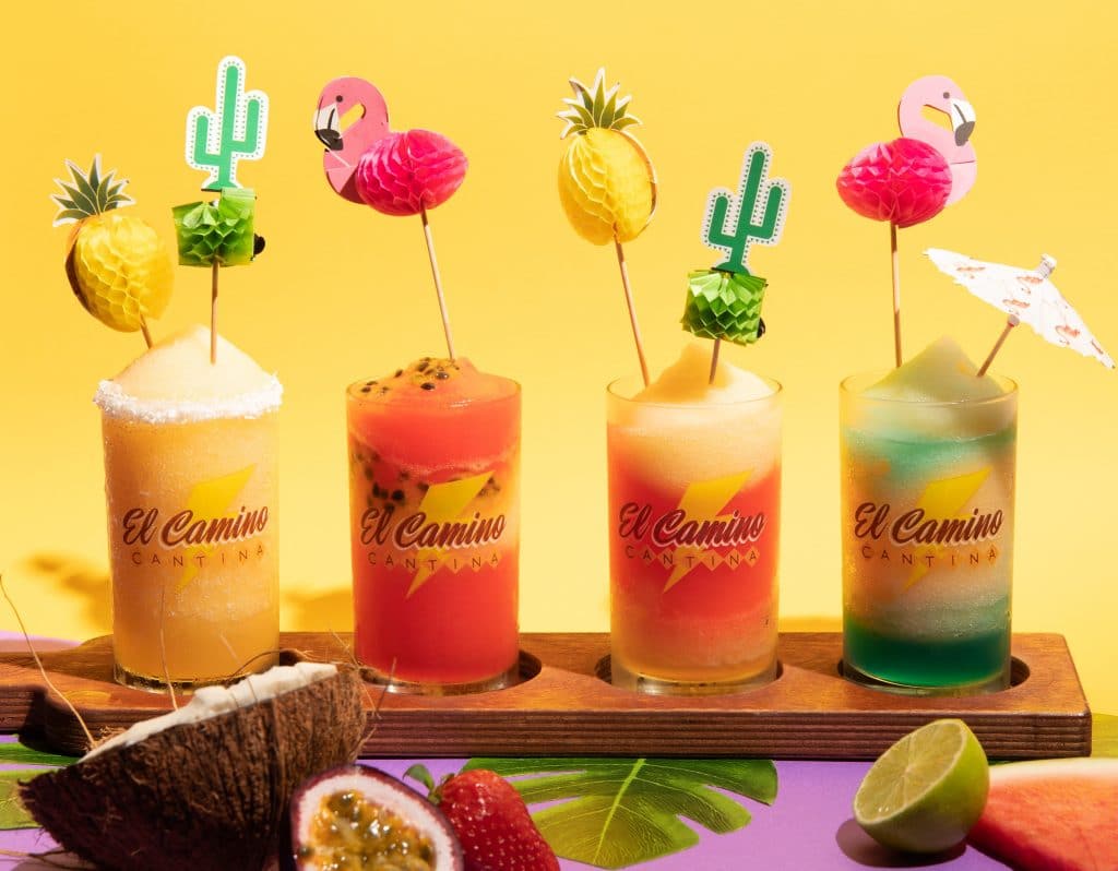 Four colourful cocktails from El Camino Cantina