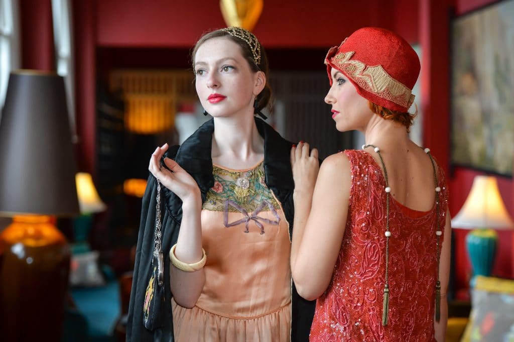 two women dressed in 20s fashion for The Melbourne Fair
