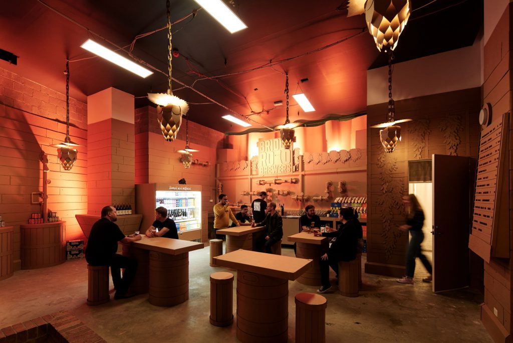 a bar made of cardboard interior