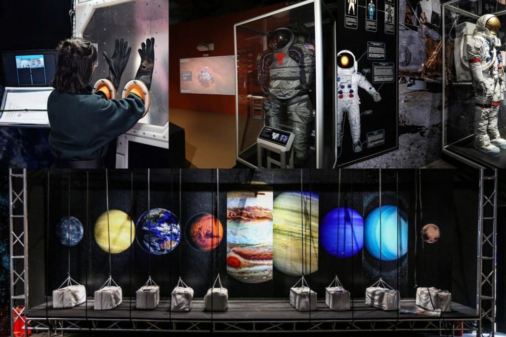 collage of interactive exhibitd at neighbourhood earth