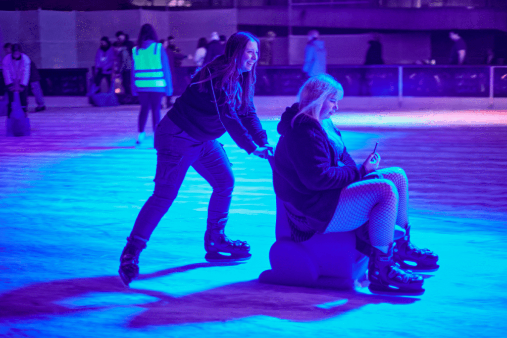 two girls skating at The Rink