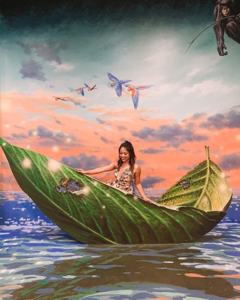 Woman in a leaf boat at Artvo