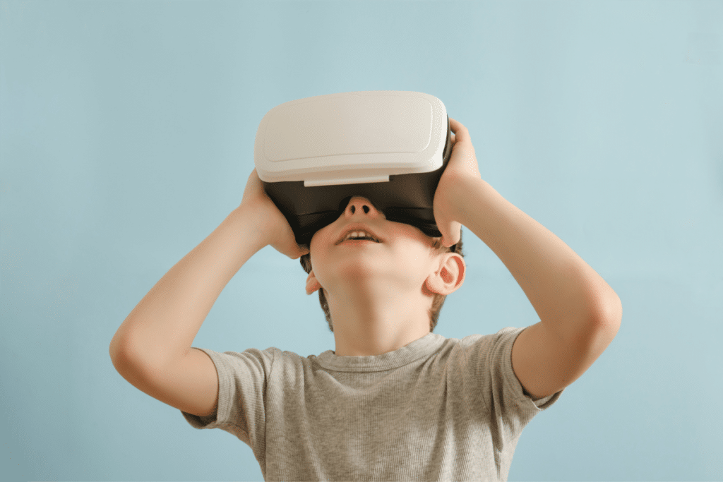 Child using a virtual reality headset