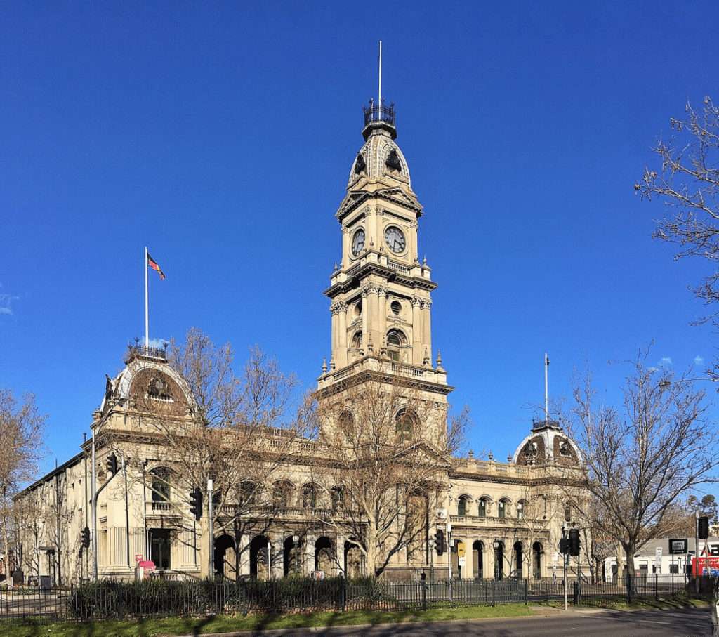 The facade of Collingwood Town Hall in Melbourne