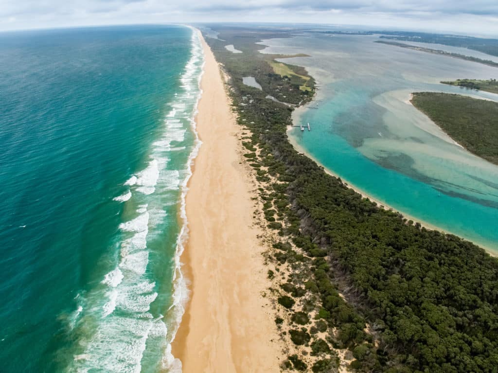 Ninety Mile Beach seen from above