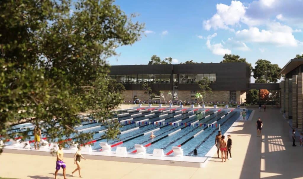a render of the pools on the outside of Northcote Aquatic & Recreation Centre