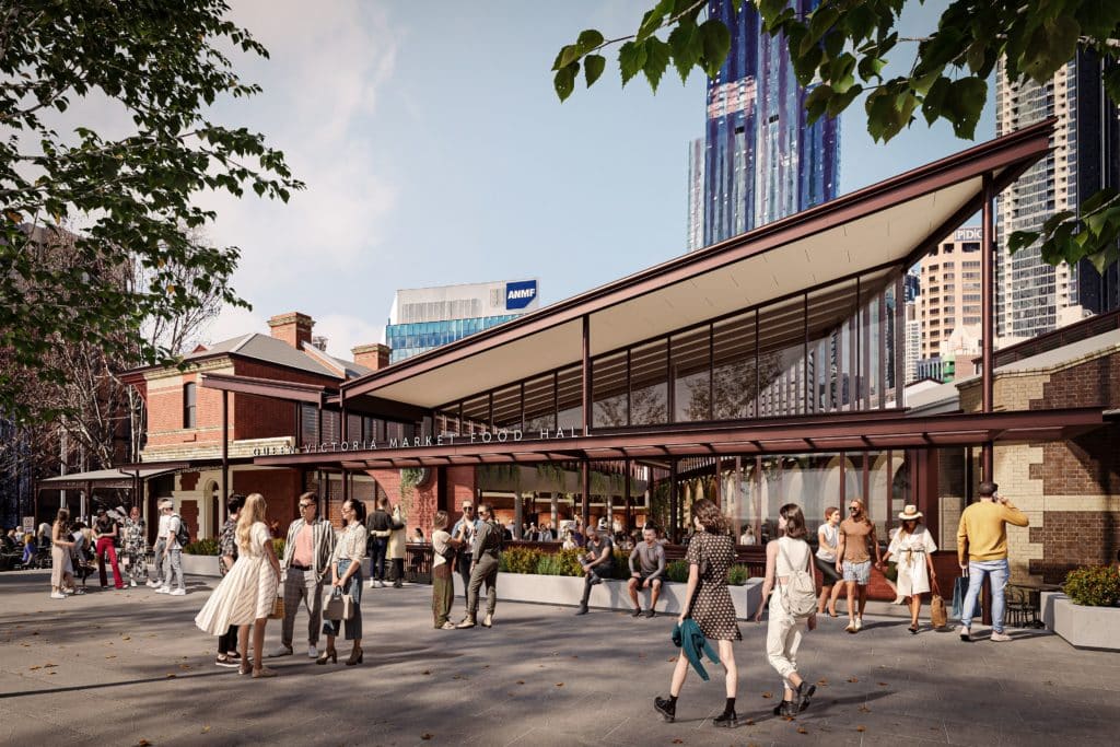 render of the outside of the Food Hall at Queen Victoria Market