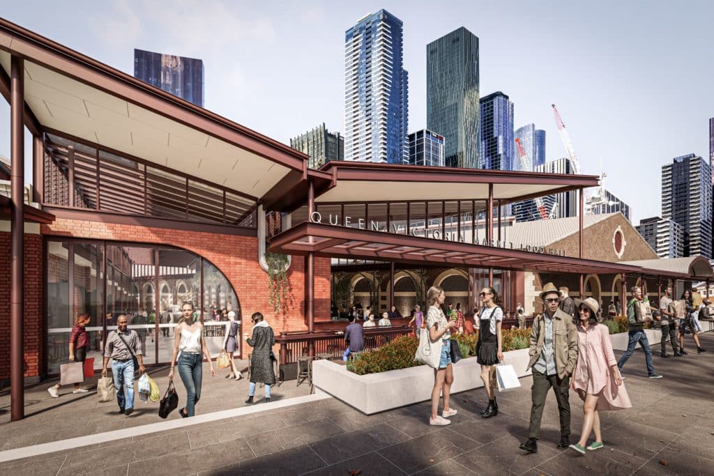 render of the entrance of the new Food Hall at Queen Victoria Market
