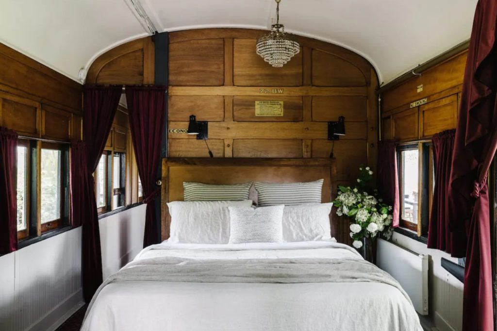 the master bedroom of the steam carriage stay on Airbnb